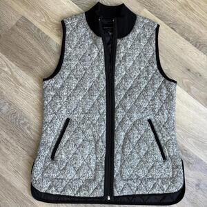 Adrienne Vittadini marble gray fleece quilt pocket puffer vest Size Small